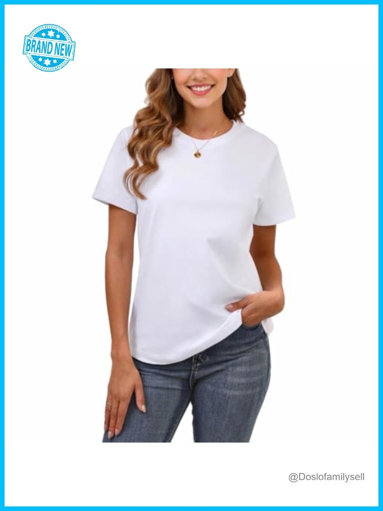 100% Cotton Women's Crew Neck Short Sleeve Loose Fit T-Shirt Undershirt